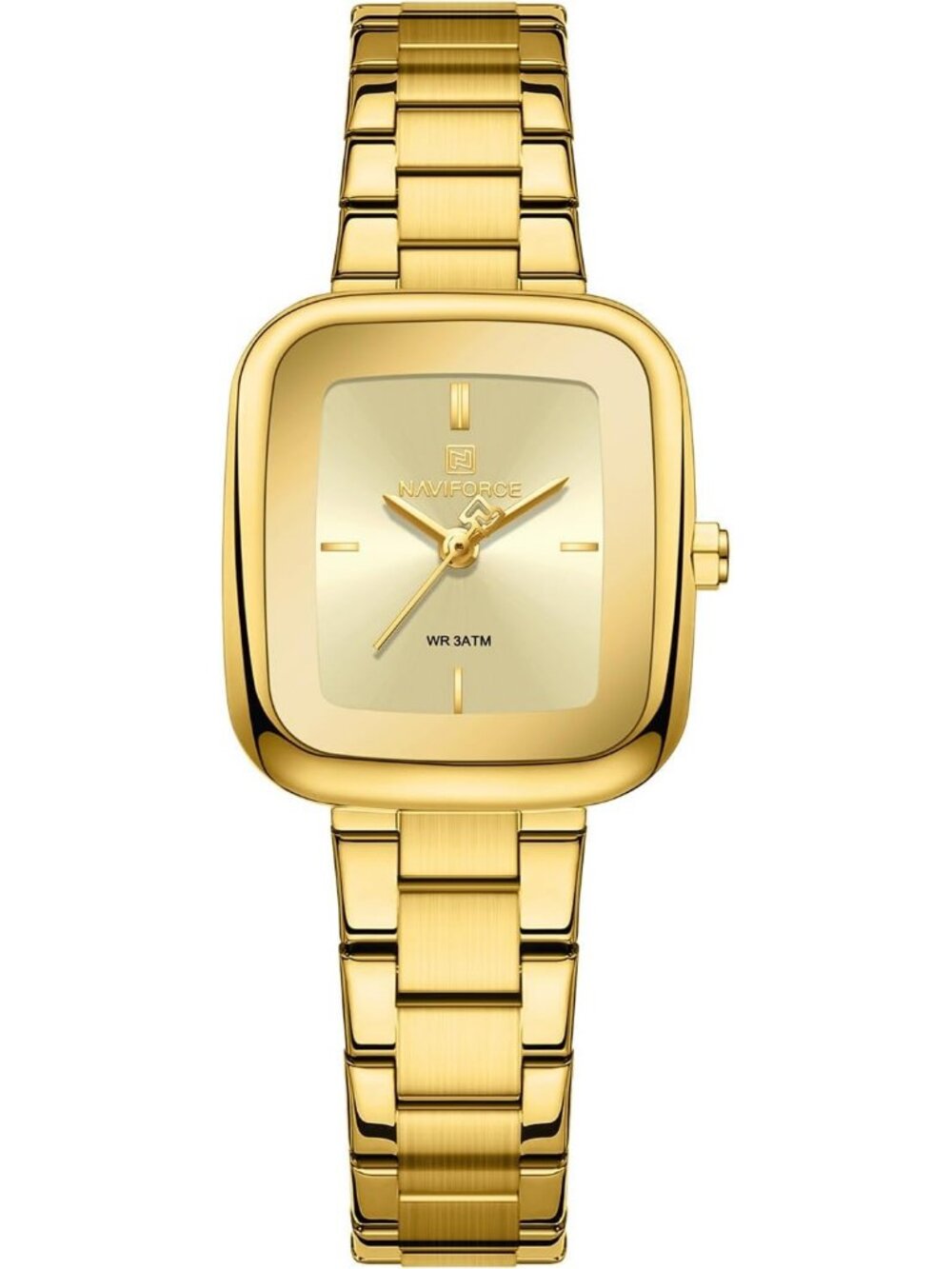 Women's Gold Vintage Square Case Luxury Stainless Steel Band Wrist Watches